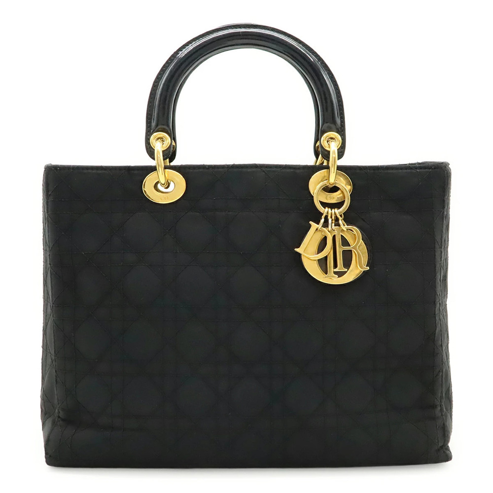 Christian Dior Lady Cannage Handbag Tote Bag Black